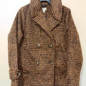 Time and Tru Brown Houndstooth Pea Coat
